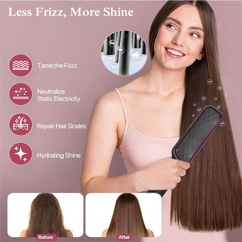 Multifunctional electric hair straighthening brush with LCD display